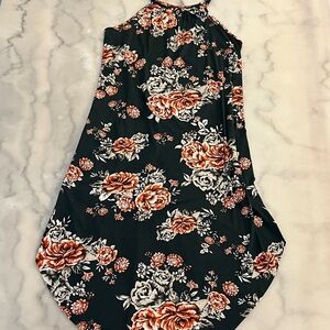 Floral Halter Maxi Dress - Black and Orange